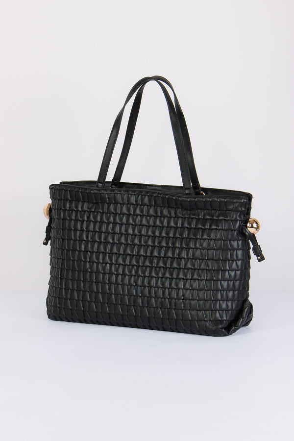 Maxi Clutch Riprese Goffrata Nero-2