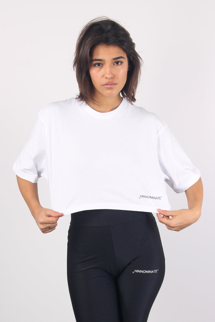 T-shirt Cotone Crop Bianco-5