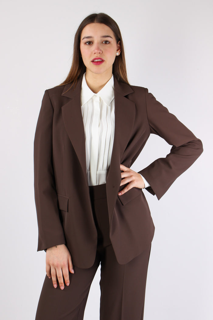 Lasty Giacca Fluida Monopetto Chocolate-5