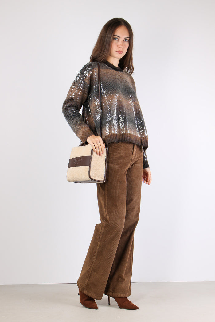Maglia Riga Paillettes Brown Shaded-5