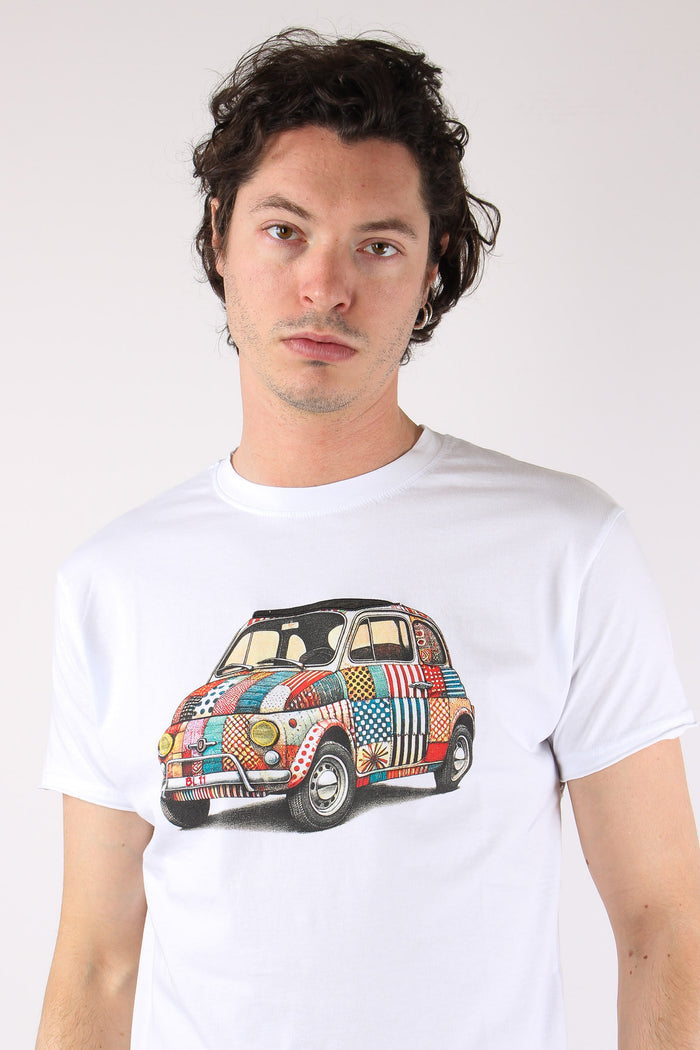 T-shirt Patch Fiat 500 Bianco-8