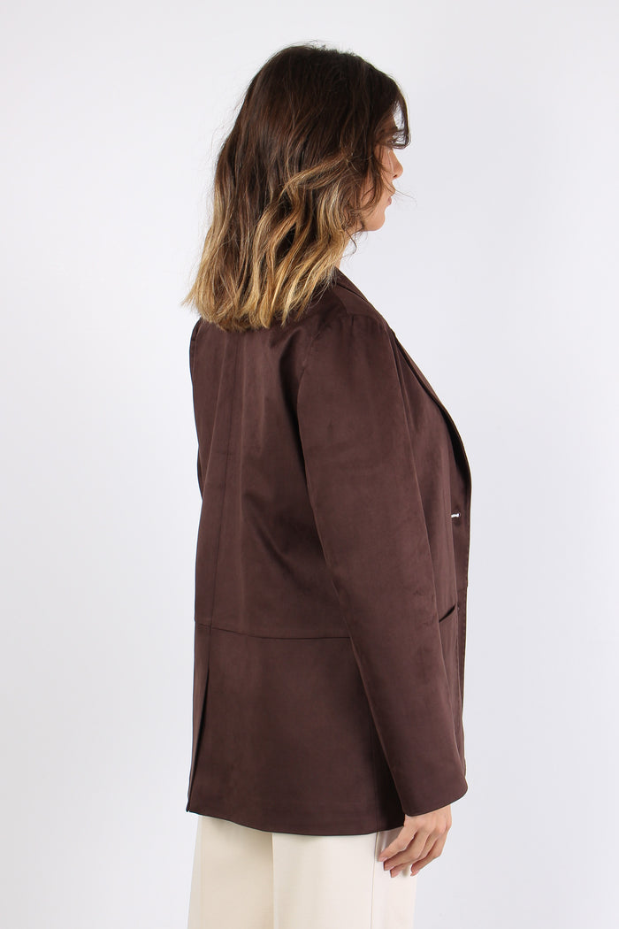 Giacca Over Scamosciata Moro-5