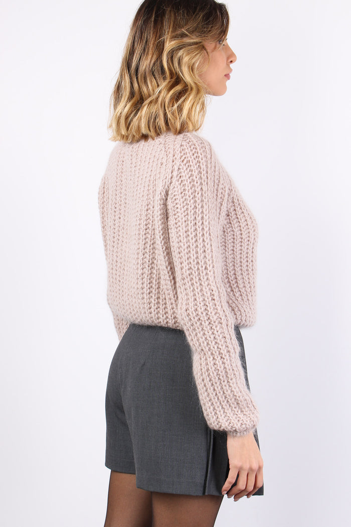 Cardigan Bottoni Gioiello Rosa-5