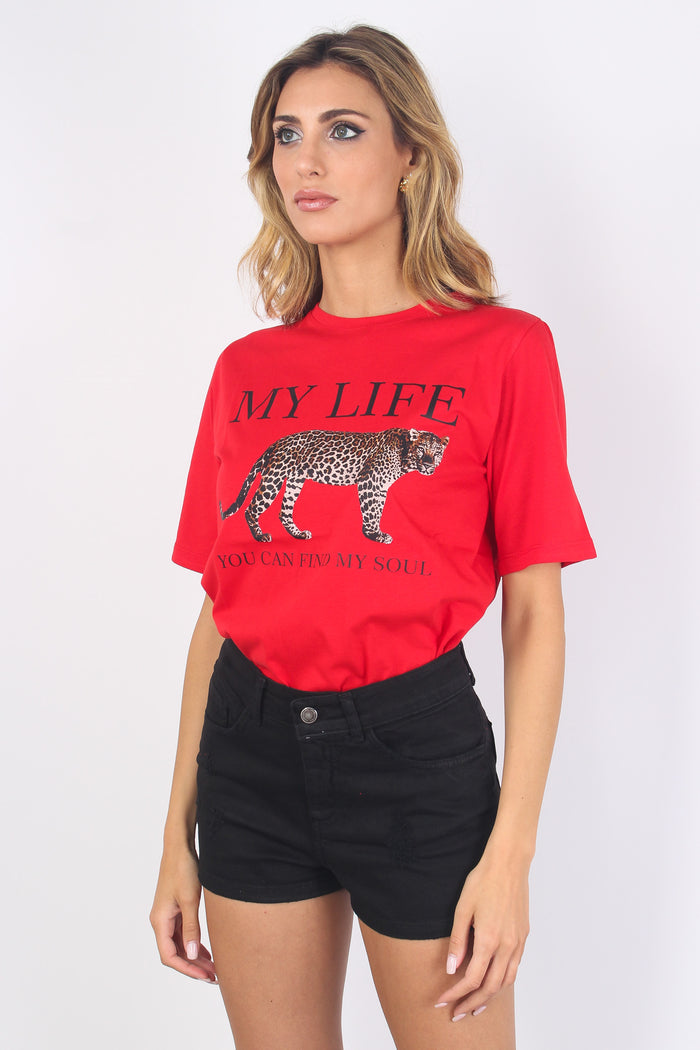 T-shirt Stampa Tigre Rosso-5