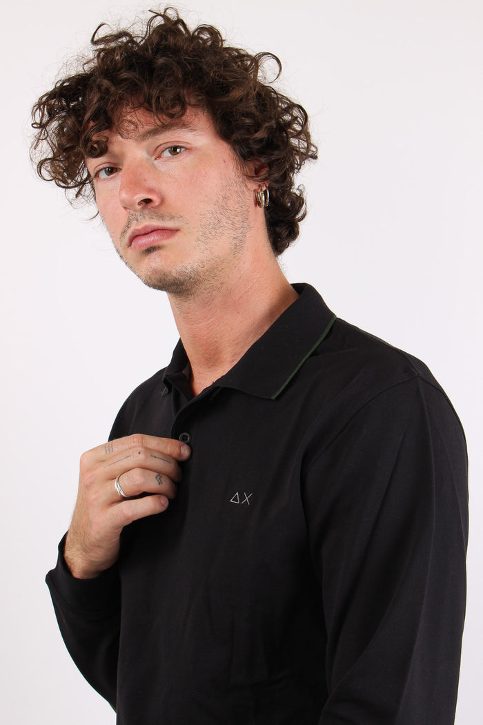 Polo M/l Profilo Contrasto Nero-6