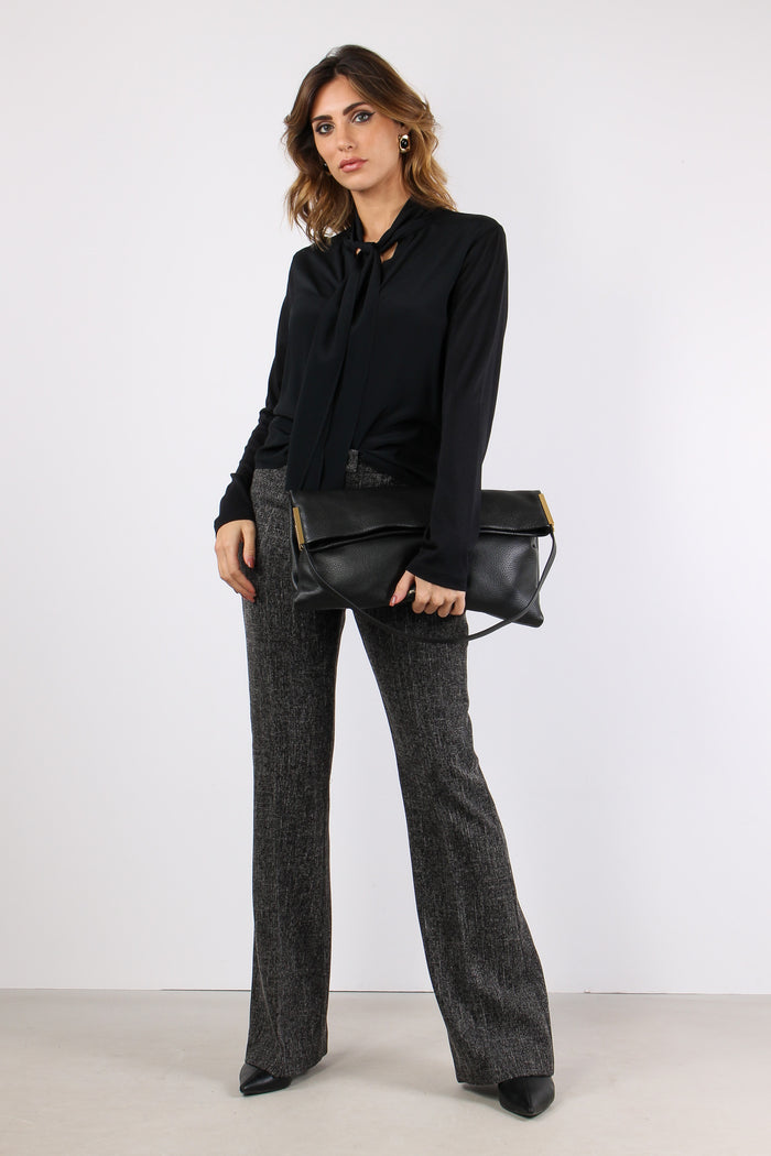 Camicia Bimateriale Nero-2