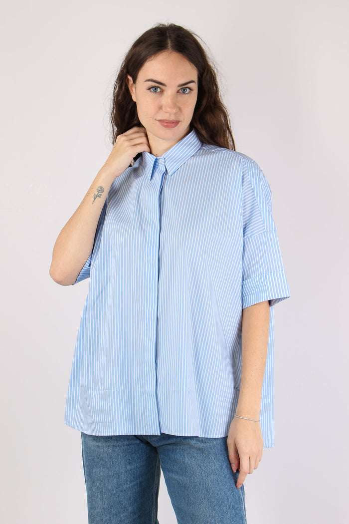 Camicia Over Svasata Riga Bianco/azzurro-6