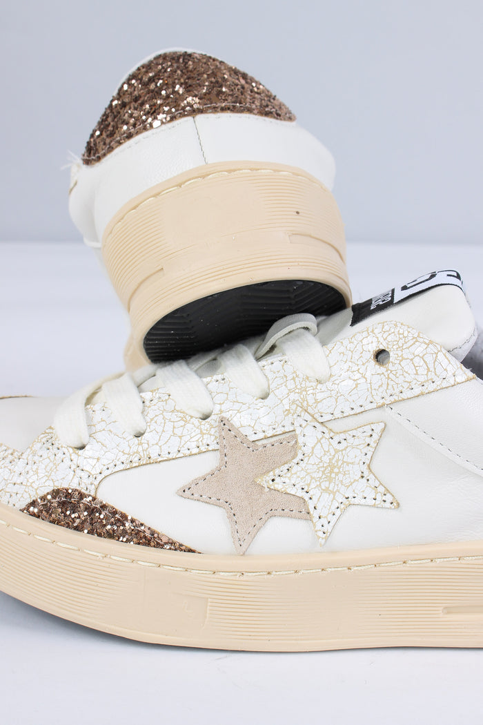 Sneakers Enjoy Star Glitter Bianco/oro-4