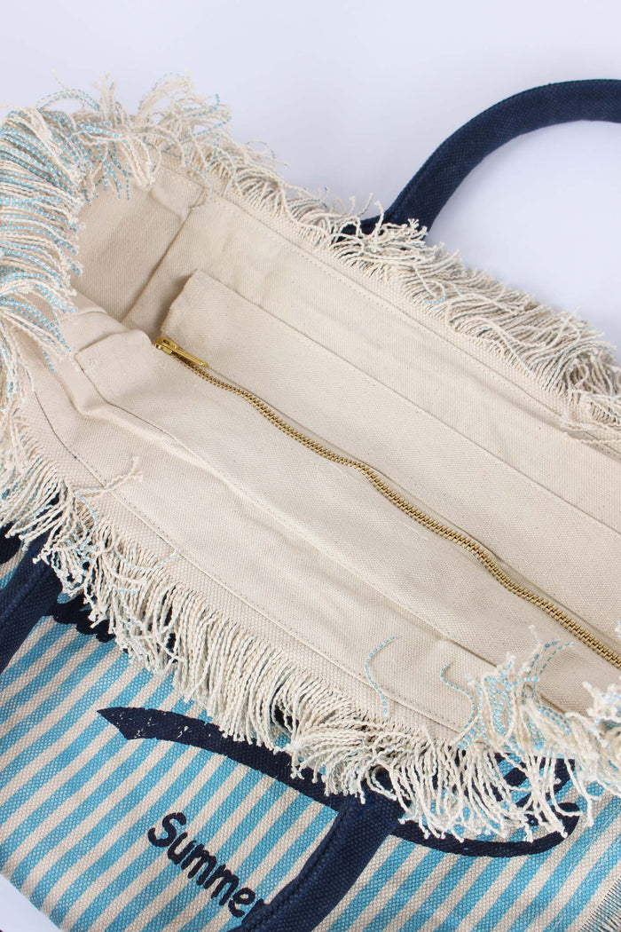 Vanity Canvas Righe Azzurro/blu-7