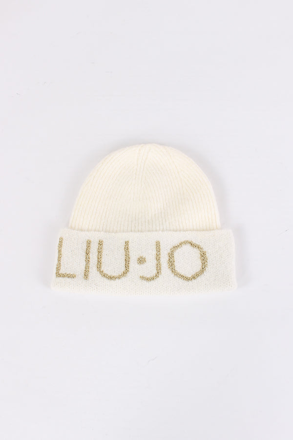 Cuffia Logo Lurex Bianco Lana