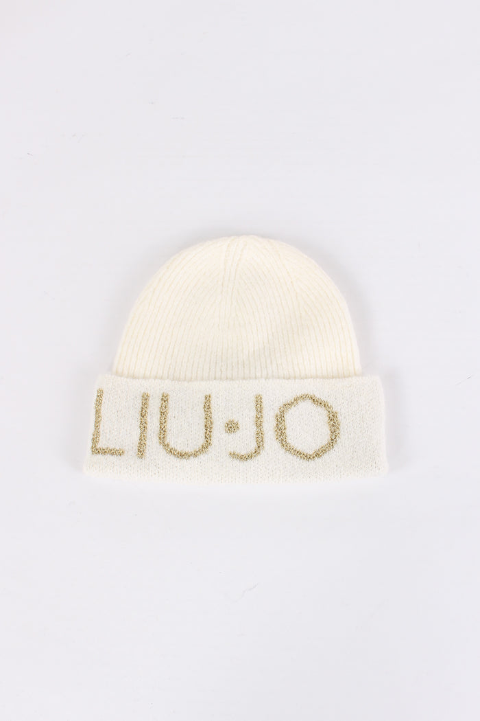 Cuffia Logo Lurex Bianco Lana