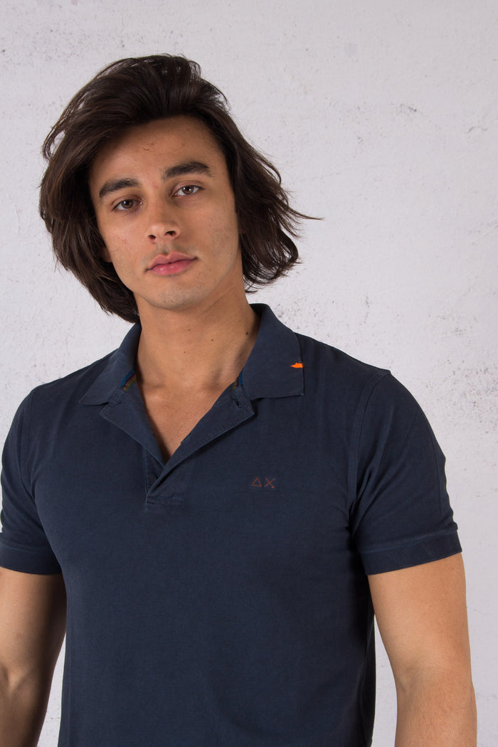 Polo Manica Corta Special Dyed Navy Blue-5