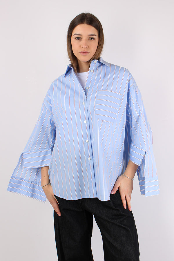 Camicia Riga Scritta Schiena Azzurro-2