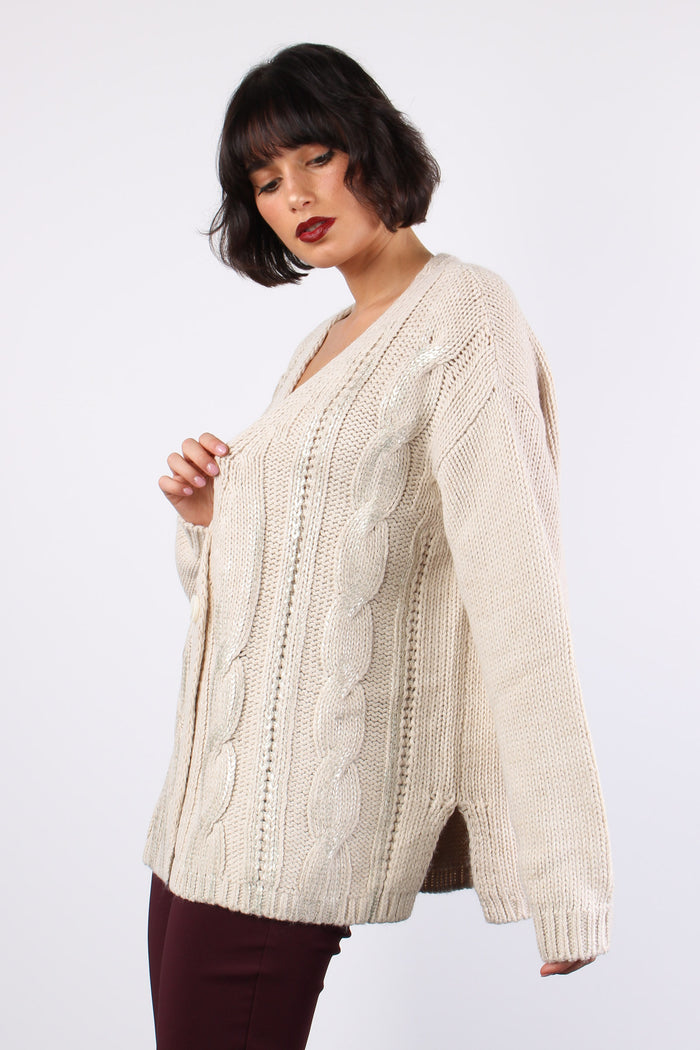 Yvonne Cardigan Spalmato Birch Beige-6