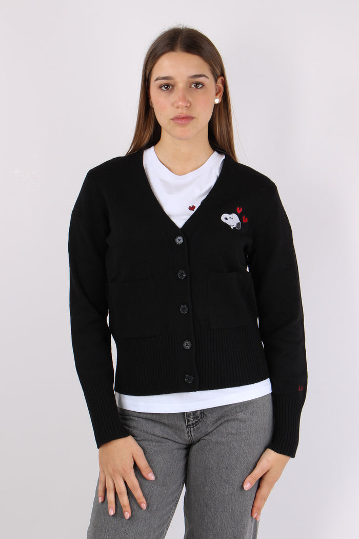 Cardigan Ricamo Dietro Nero-3