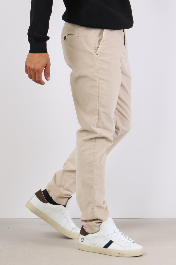 Chino Basico Velluto Liscio Crema-3