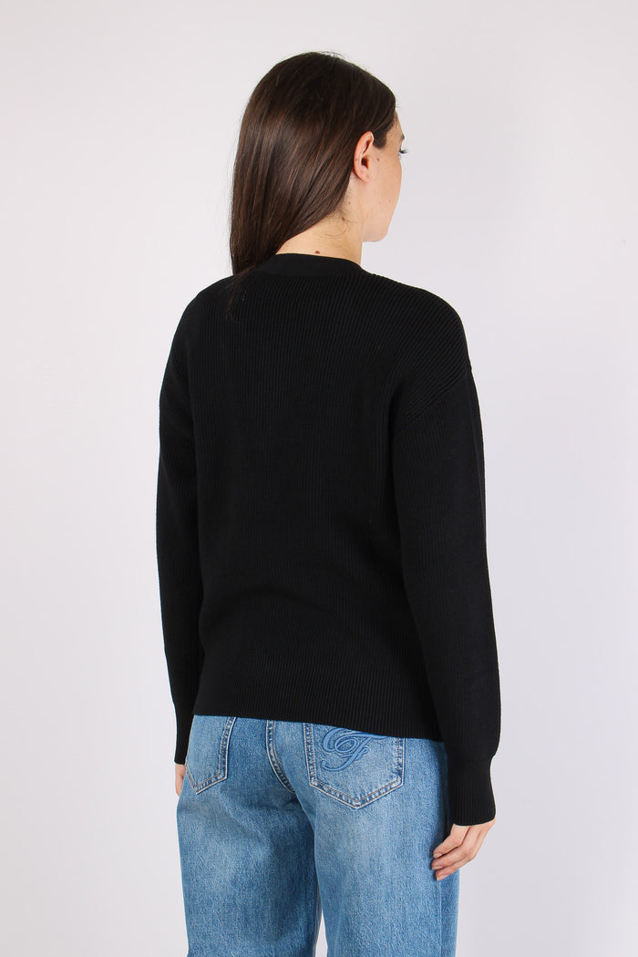 Cardigan Bottoni Gioiello Nero-4