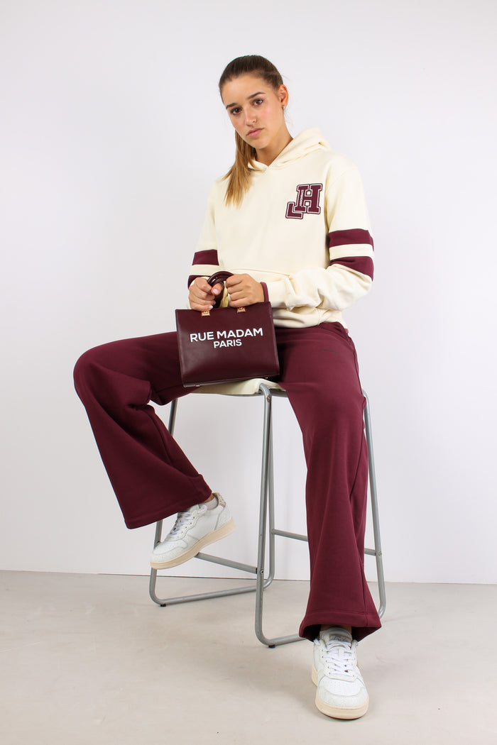 Felpa Cappuccio Collge Bianco Burro-4