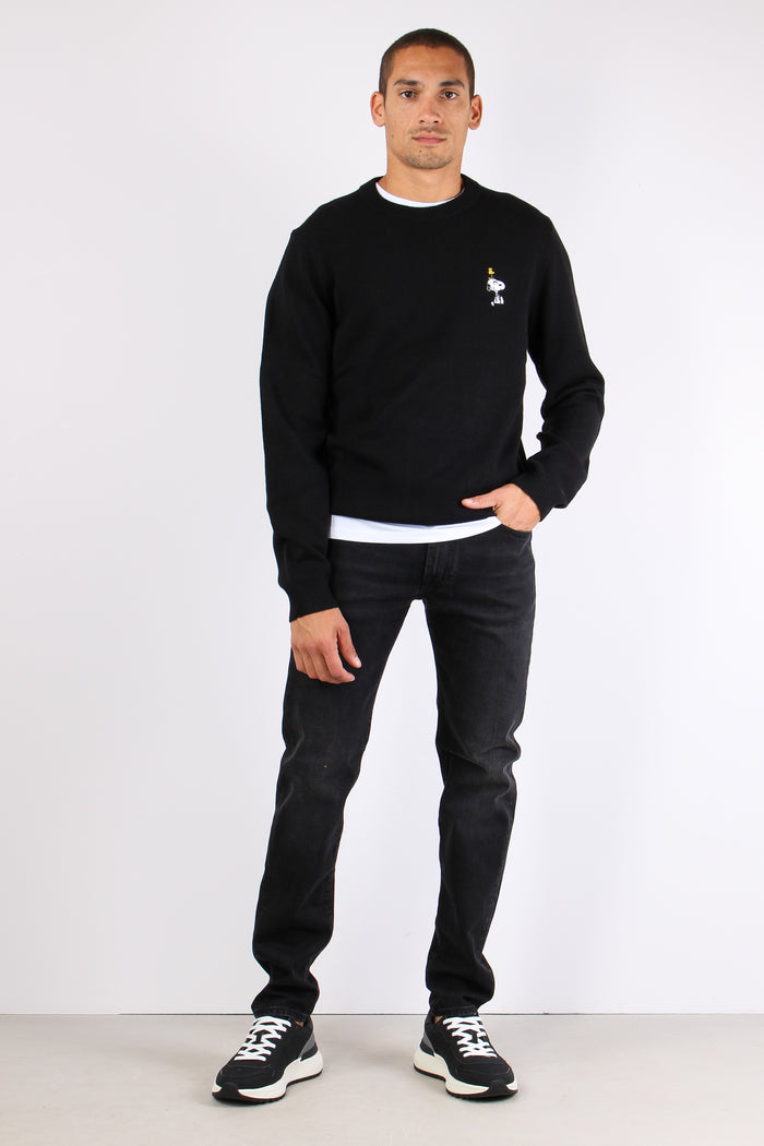 Maglia Logo Ricamo Laterale Nero-4