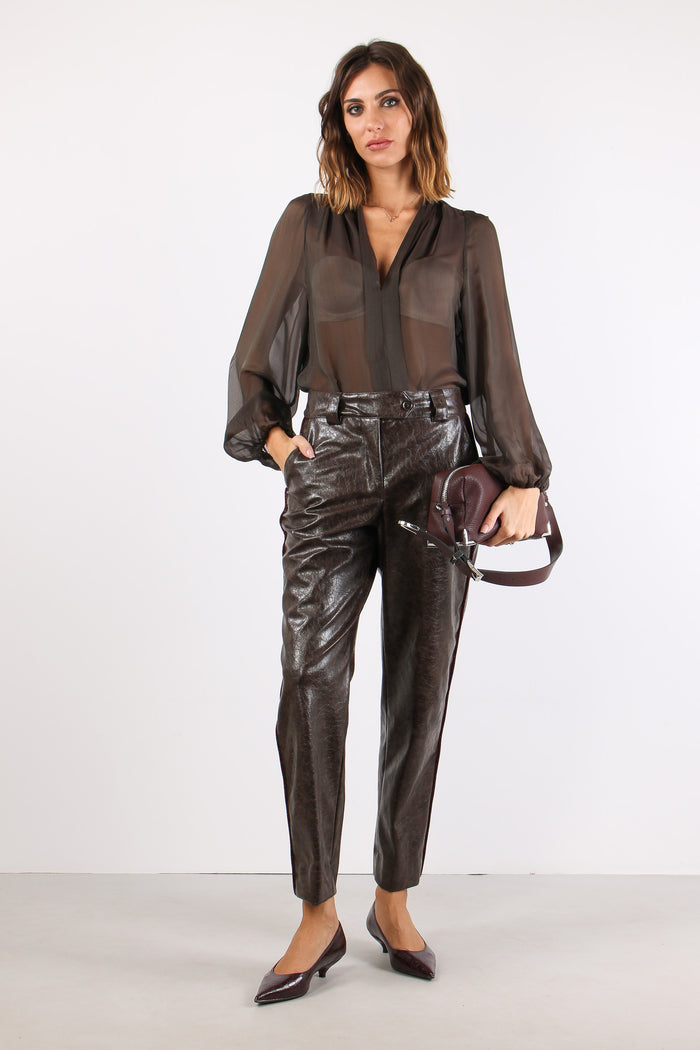 Pantalone Ecopelle Ebano