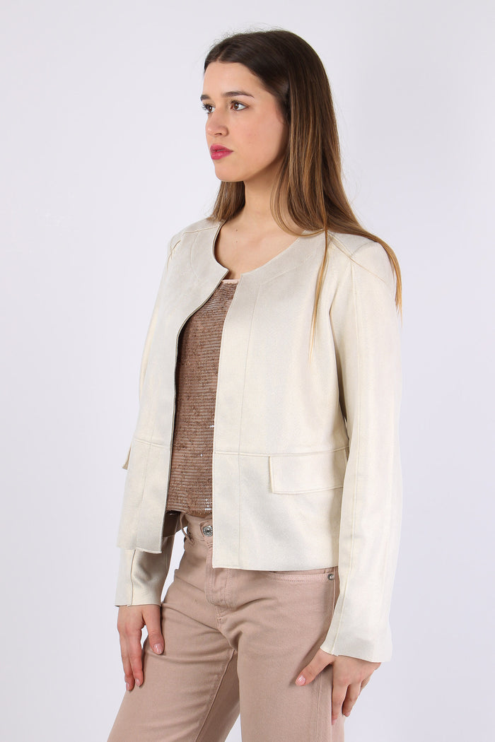 Giacca Aperta Ecocamoscio Birch Gold-7