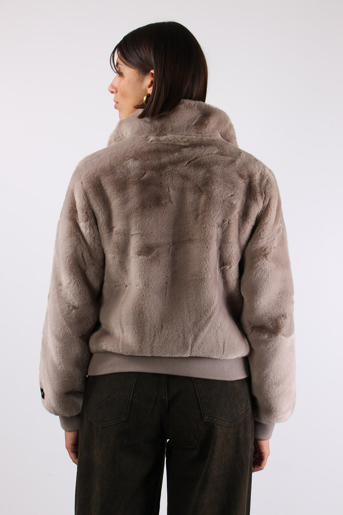 Bomber Ecopelliccia Fibbia Mocha Latte-4