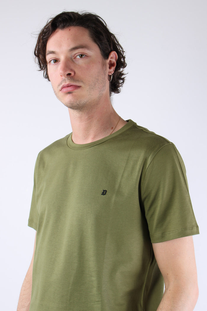 T-shirt Logo Cotone Verde Militare-7