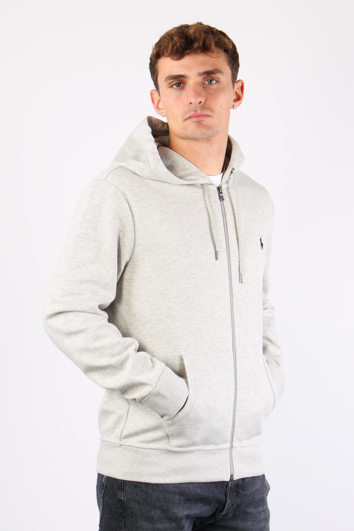 Felpa Zip Cappuccio Logo Sport Heather-4