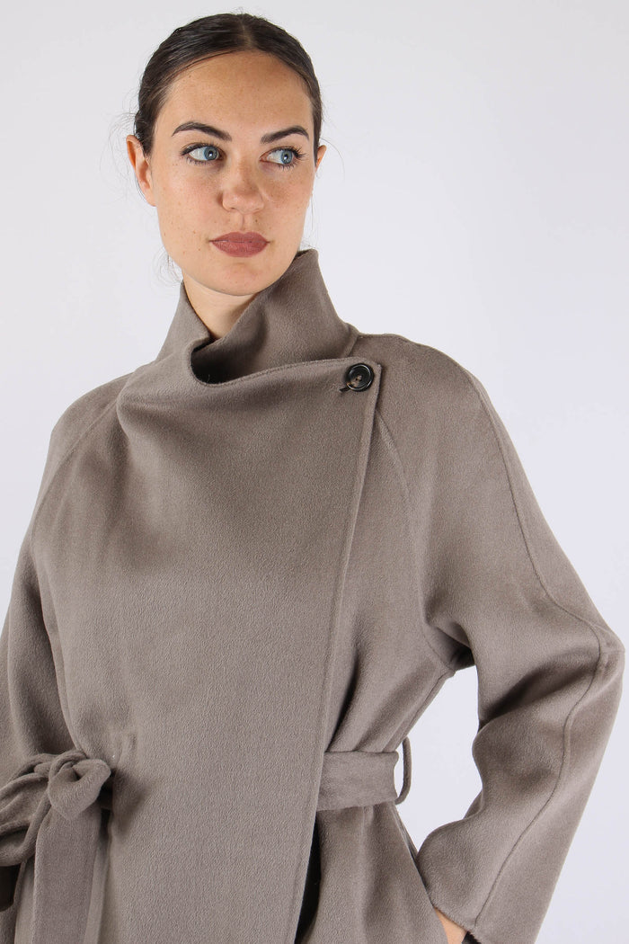 Cappotto Lana Cinturato Fango-8