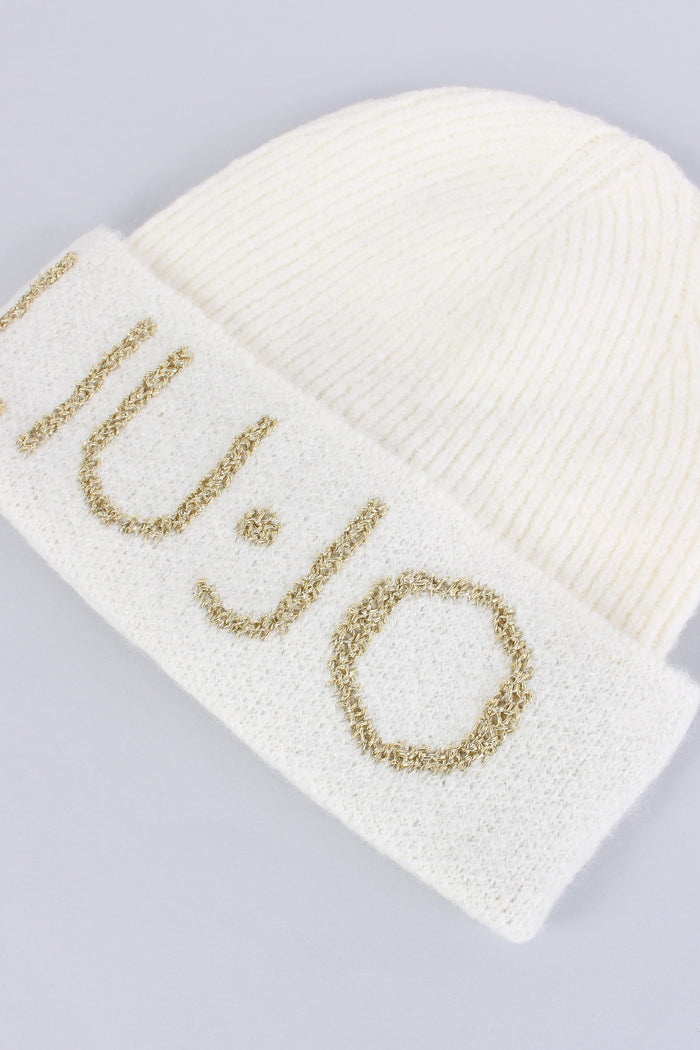 Cuffia Logo Lurex Bianco Lana-5