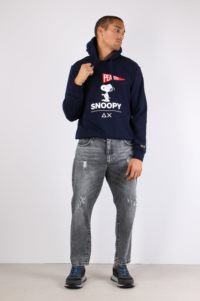 Felpa Cappuccio Maxi Stampa Navy Blue-2