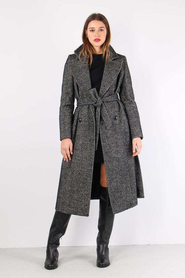 Cappotto Resca Spacchi Nero/panna