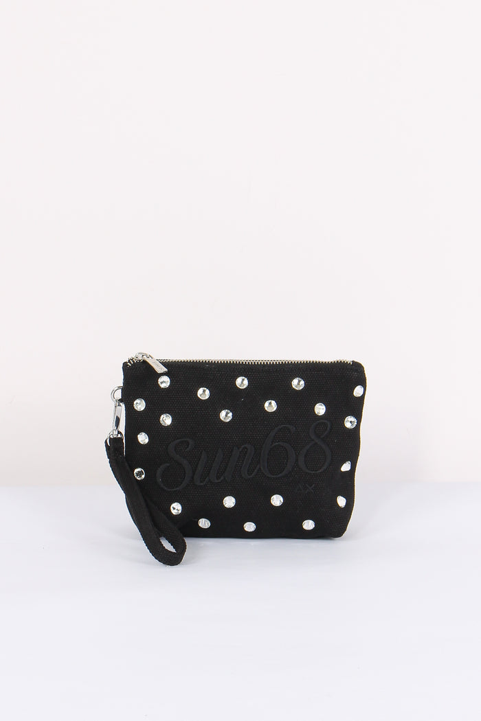 Mini Pochette Canvas Strass Nero