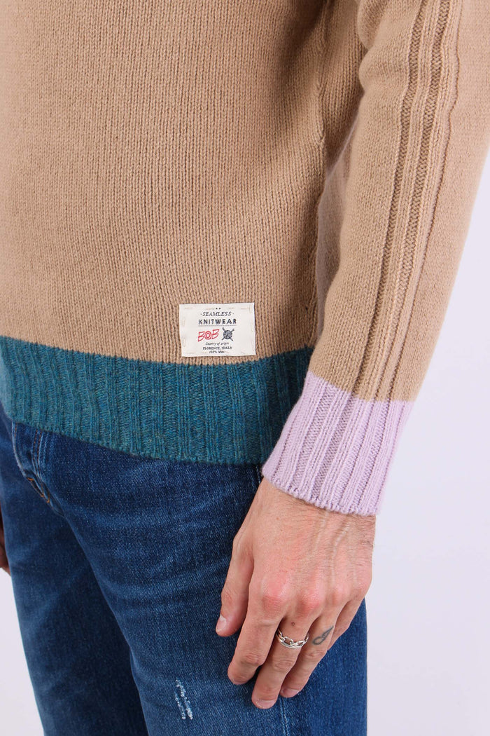 Maglia Girocollo Bordi Colori Ruggine-7