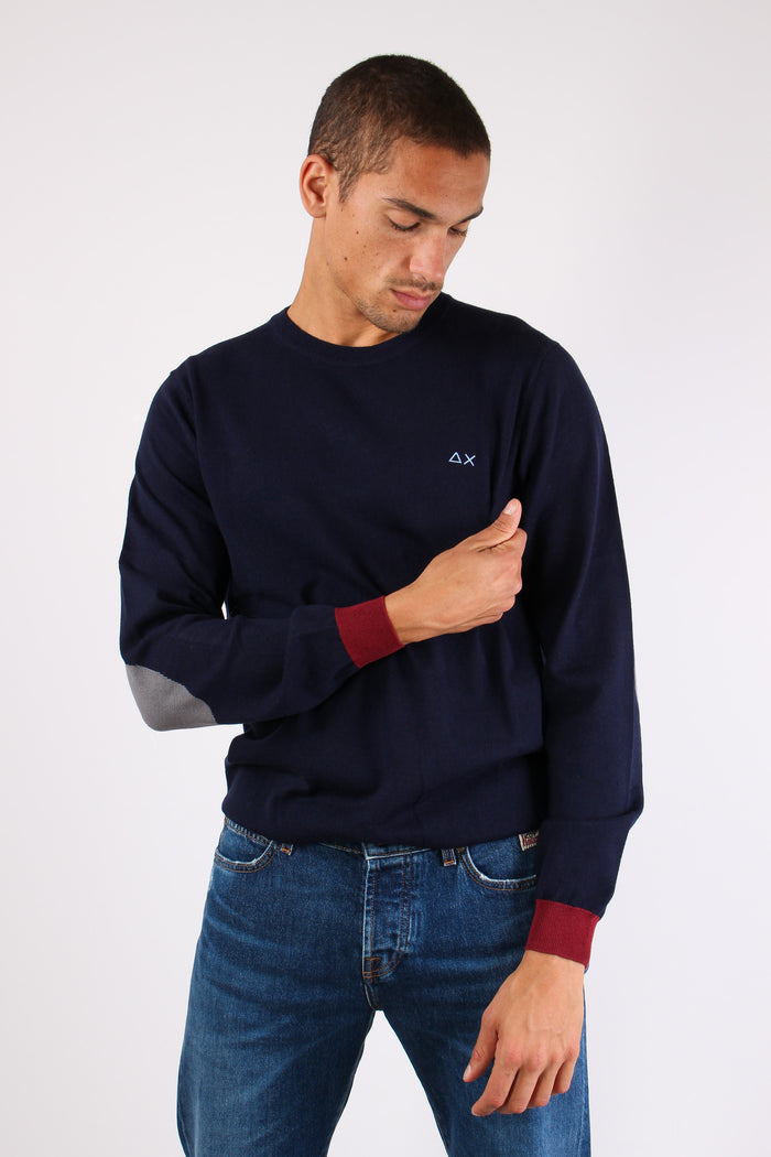 Maglia Misto Lana Toppa Contra Navy Blue-2