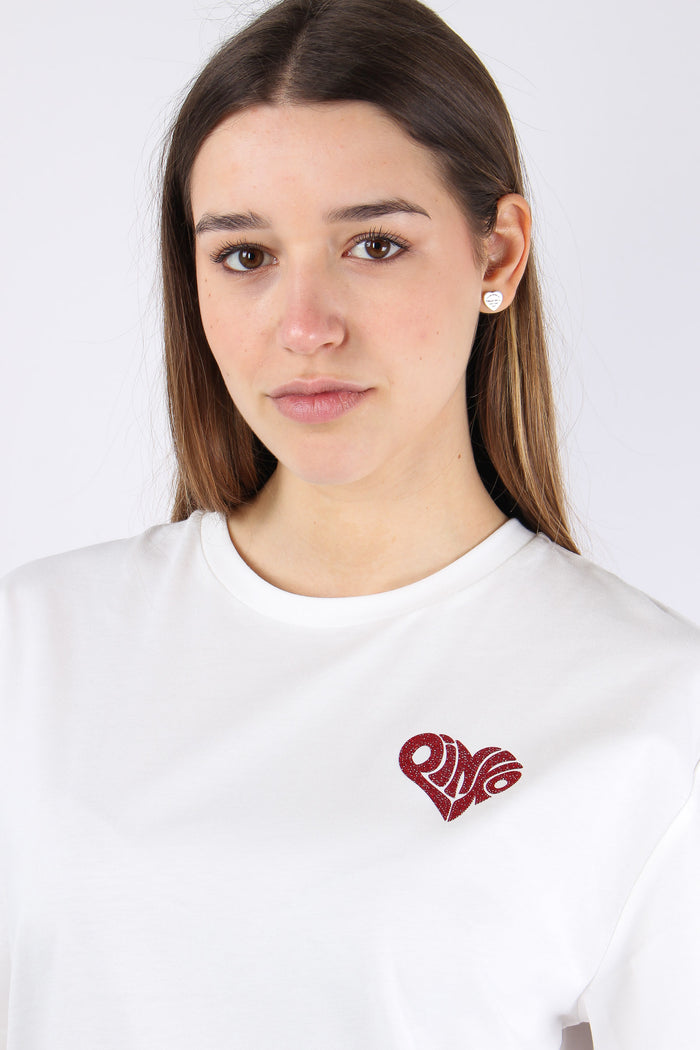 Strepitoso T-shirt Logo Strass Bianco/rosso-7