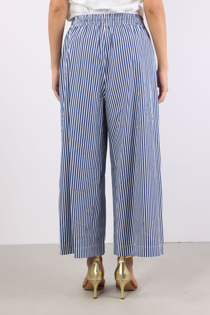 Ottone Pantalone Cropped Cotone Blu/bianco-5