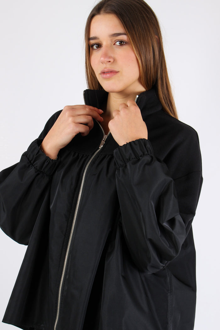 Bomber Felpa Inserto Nylon Black-3