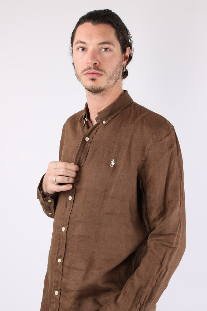 Camicia Lino Slim Fit Chestnut-7
