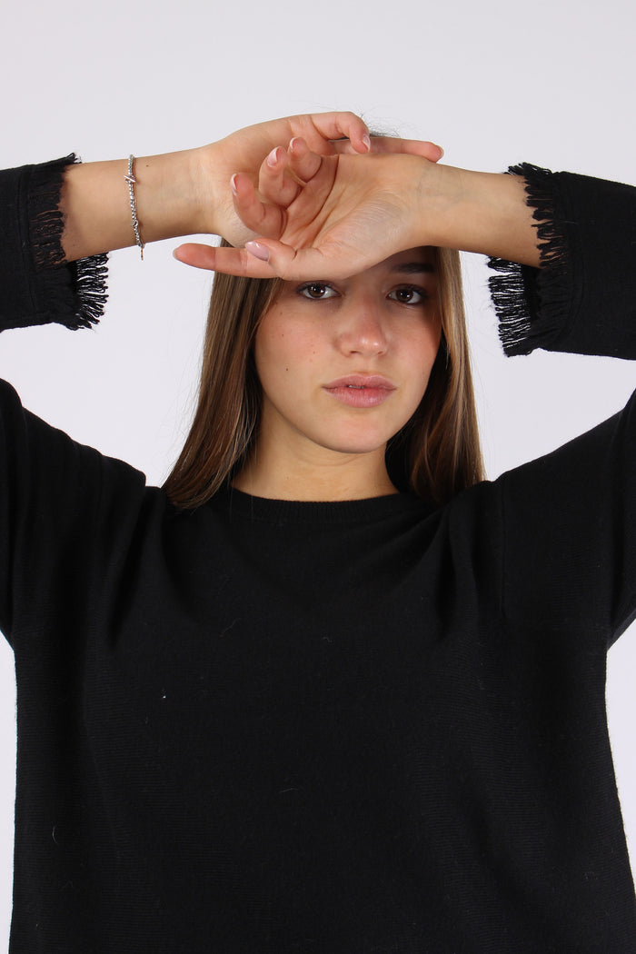 Girocollo Frangette Nero-7