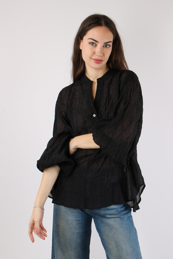Camicia Mussola Ricami Nero-2