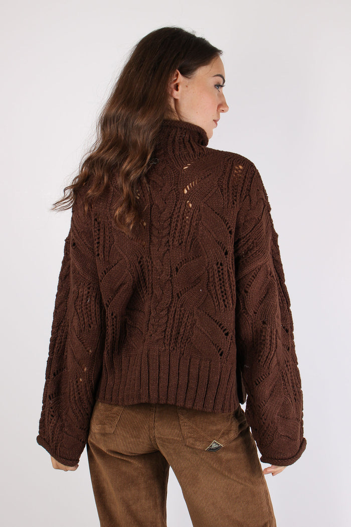 Collo Alto Inserto Strass Cioccolato-5