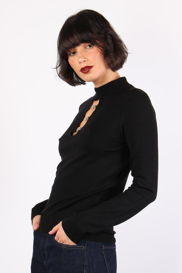 Angiolina Maglia Mezzo Collo Black-6