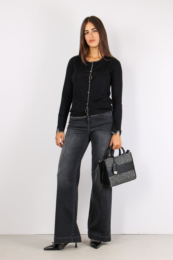 Cardigan Viscosa Profilo Lurex Nero