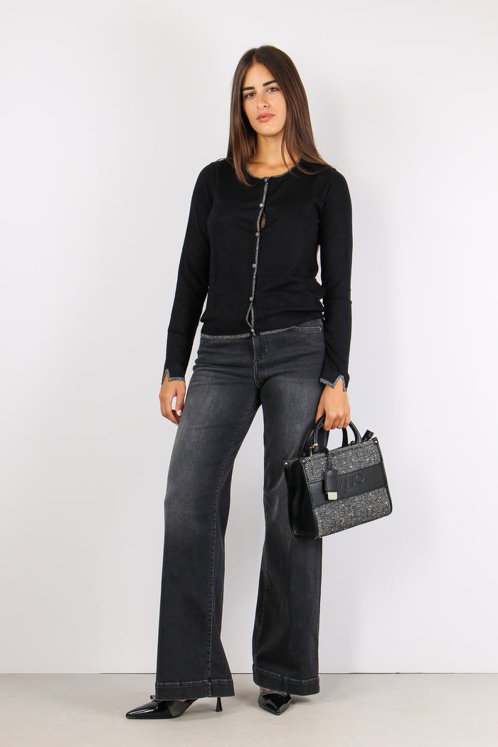 Cardigan Viscosa Profilo Lurex Nero