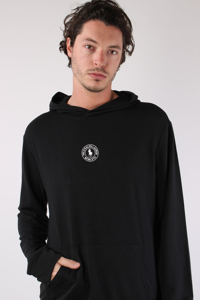 Felpa Cappuccio Logo Centrale Polo Black-4