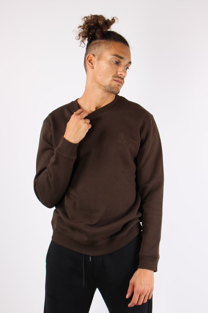 Felpa Girocollo Logo Ricamo Moro-2