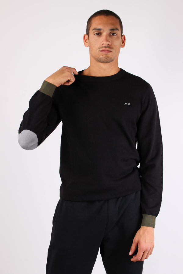 Maglia Misto Lana Toppa Contra Nero-2