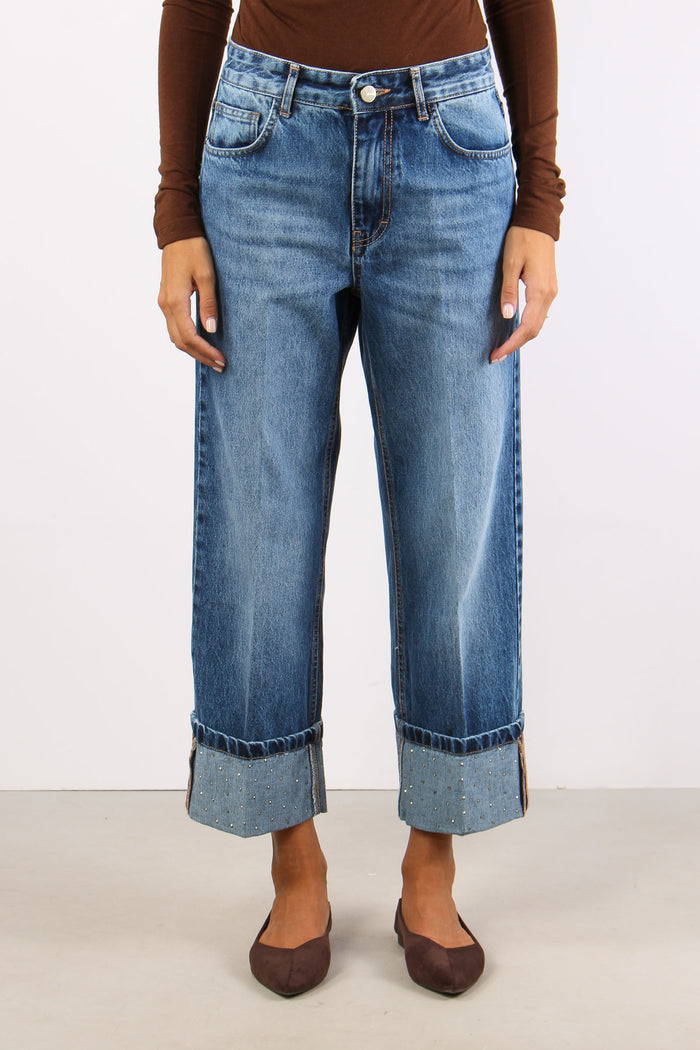 Denim Risvolto Strass Denim Medio-2