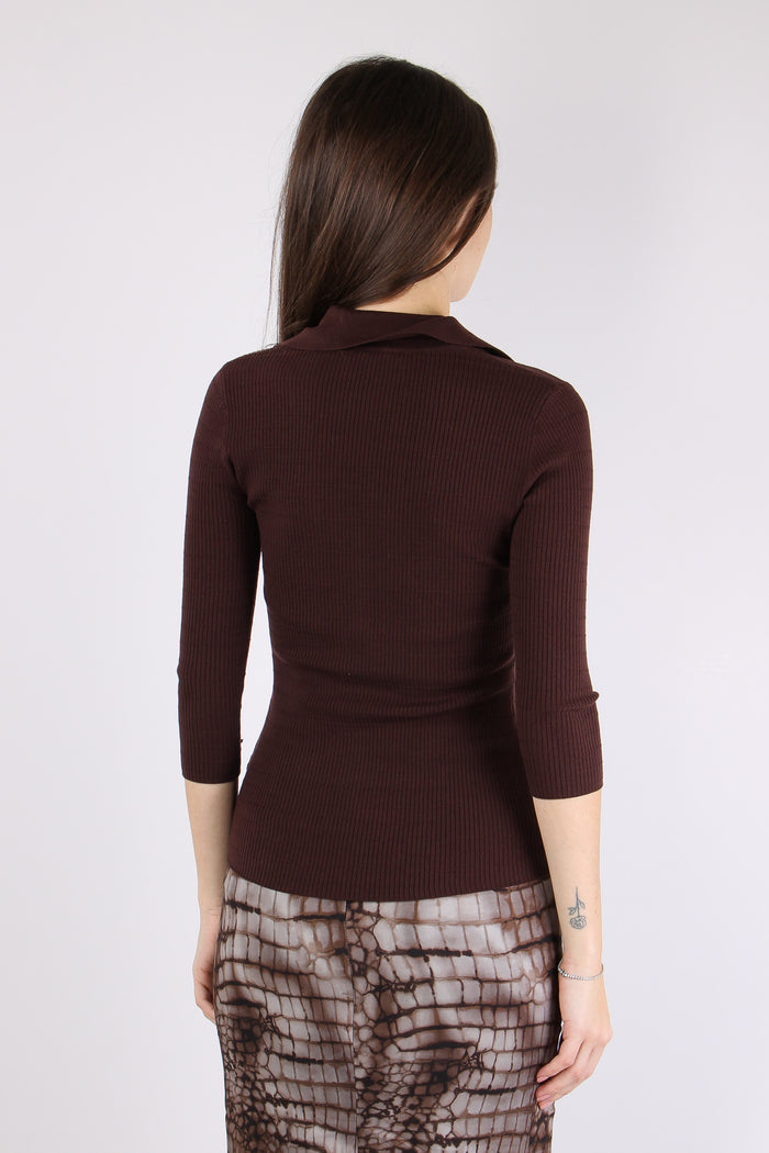 Maglia Scavo V Bottoni Cacao-4